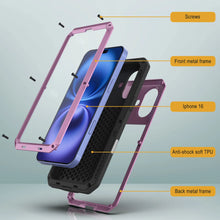 Load image into Gallery viewer, iPhone 16 Metal Case, Heavy Duty Military Grade Armor Cover [shock proof] Full Body Hard [Pink]
