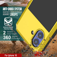 Load image into Gallery viewer, iPhone 16 Metal Case, Heavy Duty Military Grade Armor Cover [shock proof] Full Body Hard [Yellow]

