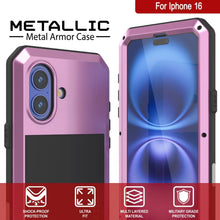 Load image into Gallery viewer, iPhone 16 Metal Case, Heavy Duty Military Grade Armor Cover [shock proof] Full Body Hard [Pink]
