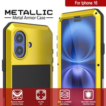 Load image into Gallery viewer, iPhone 16 Metal Case, Heavy Duty Military Grade Armor Cover [shock proof] Full Body Hard [Yellow]
