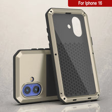 Load image into Gallery viewer, iPhone 16 Metal Case, Heavy Duty Military Grade Armor Cover [shock proof] Full Body Hard [Gold]
