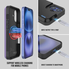 Load image into Gallery viewer, iPhone 16 Plus Battery Case, PunkJuice 8000mAH Fast Charging MagSafe Power Bank W/ Screen Protector | [Purple]
