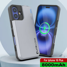 Load image into Gallery viewer, iPhone 16 Plus Battery Case, PunkJuice 8000mAH Fast Charging MagSafe Power Bank W/ Screen Protector | [White]
