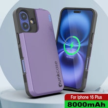 Load image into Gallery viewer, iPhone 16 Plus Battery Case, PunkJuice 8000mAH Fast Charging MagSafe Power Bank W/ Screen Protector | [Purple]
