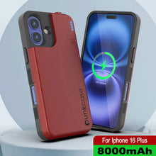Load image into Gallery viewer, iPhone 16 Plus Battery Case, PunkJuice 8000mAH Fast Charging MagSafe Power Bank W/ Screen Protector | [Red]
