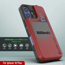 Load image into Gallery viewer, iPhone 16 Plus Battery Case, PunkJuice 8000mAH Fast Charging MagSafe Power Bank W/ Screen Protector | [Red]
