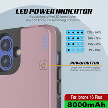 Load image into Gallery viewer, iPhone 16 Plus Battery Case, PunkJuice 8000mAH Fast Charging MagSafe Power Bank W/ Screen Protector | [Rose-Gold]

