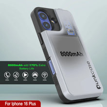 Load image into Gallery viewer, iPhone 16 Plus Battery Case, PunkJuice 8000mAH Fast Charging MagSafe Power Bank W/ Screen Protector | [White]
