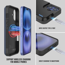 Load image into Gallery viewer, iPhone 16 Plus Battery Case, PunkJuice 8000mAH Fast Charging MagSafe Power Bank W/ Screen Protector | [Navy Blue]
