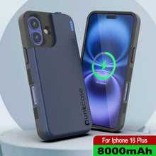 Load image into Gallery viewer, iPhone 16 Plus Battery Case, PunkJuice 8000mAH Fast Charging MagSafe Power Bank W/ Screen Protector | [Navy Blue]
