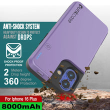 Load image into Gallery viewer, iPhone 16 Plus Battery Case, PunkJuice 8000mAH Fast Charging MagSafe Power Bank W/ Screen Protector | [Purple]
