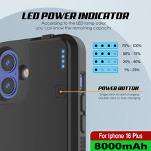 Load image into Gallery viewer, iPhone 16 Plus Battery Case, PunkJuice 8000mAH Fast Charging MagSafe Power Bank W/ Screen Protector | [Black]
