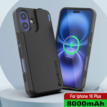 Load image into Gallery viewer, iPhone 16 Plus Battery Case, PunkJuice 8000mAH Fast Charging MagSafe Power Bank W/ Screen Protector | [Black]
