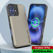 Load image into Gallery viewer, iPhone 16 Plus Battery Case, PunkJuice 8000mAH Fast Charging MagSafe Power Bank W/ Screen Protector | [Gold]
