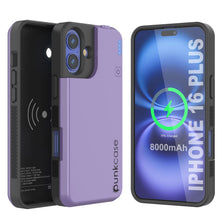 Load image into Gallery viewer, iPhone 16 Plus Battery Case, PunkJuice 8000mAH Fast Charging MagSafe Power Bank W/ Screen Protector | [Purple]
