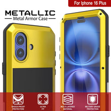 Load image into Gallery viewer, iPhone 16 Plus Metal Case, Heavy Duty Military Grade Armor Cover [shock proof] Full Body Hard [Yellow]
