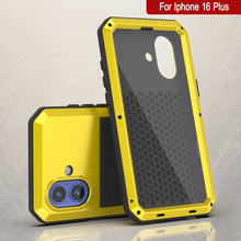 Load image into Gallery viewer, iPhone 16 Plus Metal Case, Heavy Duty Military Grade Armor Cover [shock proof] Full Body Hard [Yellow]
