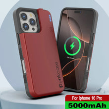 Load image into Gallery viewer, iPhone 16 Pro Battery Case, PunkJuice 5000mAH Fast Charging MagSafe Power Bank W/ Screen Protector | [Red]
