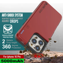 Load image into Gallery viewer, iPhone 16 Pro Battery Case, PunkJuice 5000mAH Fast Charging MagSafe Power Bank W/ Screen Protector | [Red]
