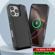 Load image into Gallery viewer, iPhone 16 Pro Battery Case, PunkJuice 5000mAH Fast Charging MagSafe Power Bank W/ Screen Protector | [Black]
