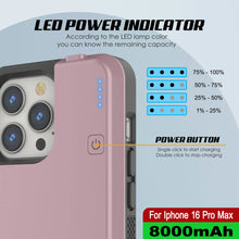 Load image into Gallery viewer, iPhone 16 Pro Max Battery Case, PunkJuice 8000mAH Fast Charging MagSafe Power Bank W/ Screen Protector | [Rose-Gold]
