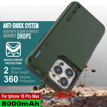 Load image into Gallery viewer, iPhone 16 Pro Max Battery Case, PunkJuice 8000mAH Fast Charging MagSafe Power Bank W/ Screen Protector | [Green]
