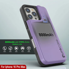 Load image into Gallery viewer, iPhone 16 Pro Max Battery Case, PunkJuice 8000mAH Fast Charging MagSafe Power Bank W/ Screen Protector | [Purple]
