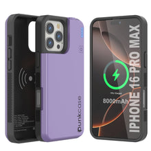 Load image into Gallery viewer, iPhone 16 Pro Max Battery Case, PunkJuice 8000mAH Fast Charging MagSafe Power Bank W/ Screen Protector | [Purple]
