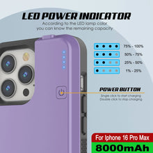 Load image into Gallery viewer, iPhone 16 Pro Max Battery Case, PunkJuice 8000mAH Fast Charging MagSafe Power Bank W/ Screen Protector | [Purple]
