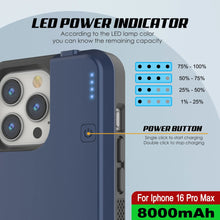 Load image into Gallery viewer, iPhone 16 Pro Max Battery Case, PunkJuice 8000mAH Fast Charging MagSafe Power Bank W/ Screen Protector | [Navy Blue]

