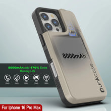 Load image into Gallery viewer, iPhone 16 Pro Max Battery Case, PunkJuice 8000mAH Fast Charging MagSafe Power Bank W/ Screen Protector | [Gold]
