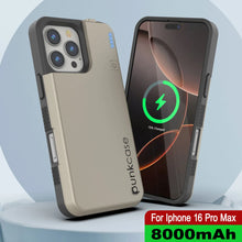 Load image into Gallery viewer, iPhone 16 Pro Max Battery Case, PunkJuice 8000mAH Fast Charging MagSafe Power Bank W/ Screen Protector | [Gold]
