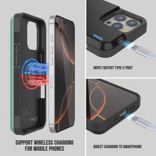 Load image into Gallery viewer, iPhone 16 Pro Max Battery Case, PunkJuice 8000mAH Fast Charging MagSafe Power Bank W/ Screen Protector | [Teal]
