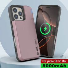 Load image into Gallery viewer, iPhone 16 Pro Max Battery Case, PunkJuice 8000mAH Fast Charging MagSafe Power Bank W/ Screen Protector | [Rose-Gold]
