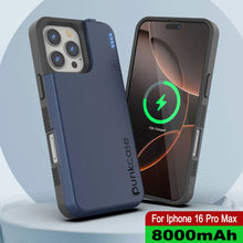 Load image into Gallery viewer, iPhone 16 Pro Max Battery Case, PunkJuice 8000mAH Fast Charging MagSafe Power Bank W/ Screen Protector | [Navy Blue]
