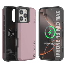 Load image into Gallery viewer, iPhone 16 Pro Max Battery Case, PunkJuice 8000mAH Fast Charging MagSafe Power Bank W/ Screen Protector | [Rose-Gold]
