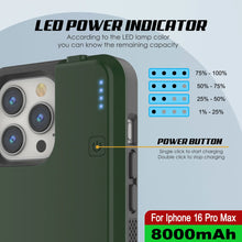 Load image into Gallery viewer, iPhone 16 Pro Max Battery Case, PunkJuice 8000mAH Fast Charging MagSafe Power Bank W/ Screen Protector | [Green]
