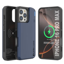 Load image into Gallery viewer, iPhone 16 Pro Max Battery Case, PunkJuice 8000mAH Fast Charging MagSafe Power Bank W/ Screen Protector | [Navy Blue]
