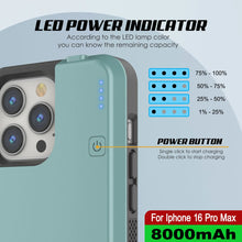 Load image into Gallery viewer, iPhone 16 Pro Max Battery Case, PunkJuice 8000mAH Fast Charging MagSafe Power Bank W/ Screen Protector | [Teal]
