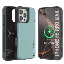 Load image into Gallery viewer, iPhone 16 Pro Max Battery Case, PunkJuice 8000mAH Fast Charging MagSafe Power Bank W/ Screen Protector | [Teal]
