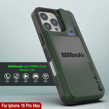 Load image into Gallery viewer, iPhone 16 Pro Max Battery Case, PunkJuice 8000mAH Fast Charging MagSafe Power Bank W/ Screen Protector | [Green]
