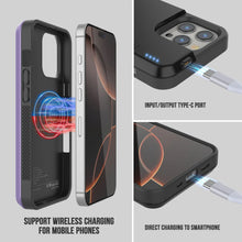 Load image into Gallery viewer, iPhone 16 Pro Max Battery Case, PunkJuice 8000mAH Fast Charging MagSafe Power Bank W/ Screen Protector | [Purple]
