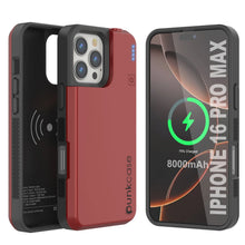 Load image into Gallery viewer, iPhone 16 Pro Max Battery Case, PunkJuice 8000mAH Fast Charging MagSafe Power Bank W/ Screen Protector | [Red]
