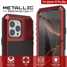 Load image into Gallery viewer, iPhone 16 Pro Max Metal Case, Heavy Duty Military Grade Armor Cover [shock proof] Full Body Hard [Red]
