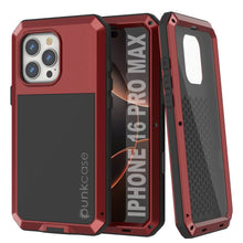 Load image into Gallery viewer, iPhone 16 Pro Max Metal Case, Heavy Duty Military Grade Armor Cover [shock proof] Full Body Hard [Red]
