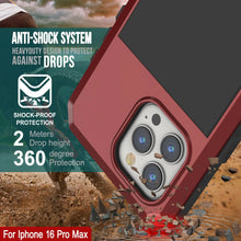 Load image into Gallery viewer, iPhone 16 Pro Max Metal Case, Heavy Duty Military Grade Armor Cover [shock proof] Full Body Hard [Red]
