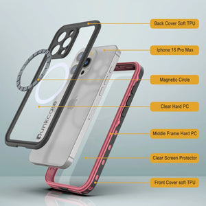 iPhone 16 Pro Max Waterproof Case, Punkcase SpikeStar Pink Series | Thin Fit 6.6ft Underwater IP68