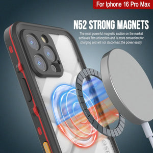 iPhone 16 Pro Max Waterproof Case, Punkcase SpikeStar Red Series | Thin Fit 6.6ft Underwater IP68