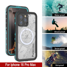 Load image into Gallery viewer, iPhone 16 Pro Max Waterproof Case, Punkcase SpikeStar Teal Series | Thin Fit 6.6ft Underwater IP68
