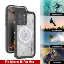 Load image into Gallery viewer, iPhone 16 Pro Max Waterproof Case, Punkcase SpikeStar White Series | Thin Fit 6.6ft Underwater IP68

